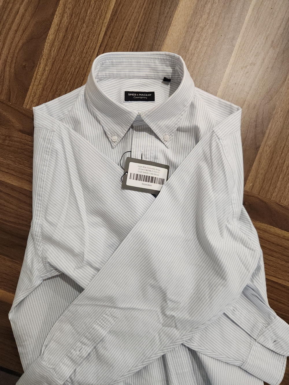 NWT Spier & Mackay 16.5/32 Contemporary Fit Blue Stripe Button-Down Shirt